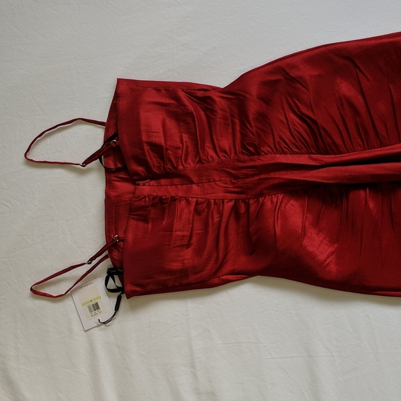 NWT Calvin Klein red strappy mini dress with ruching women's US 4 - Picture 4 of 12